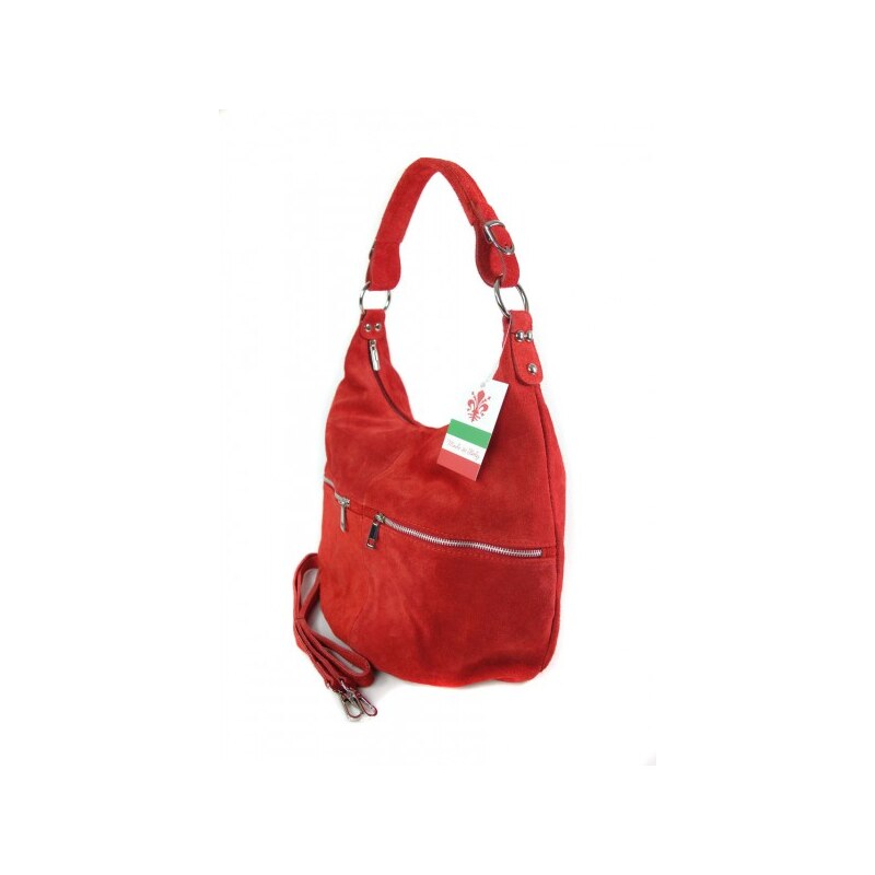 Kožená kabelka přes rameno Vera Pelle W345R červená