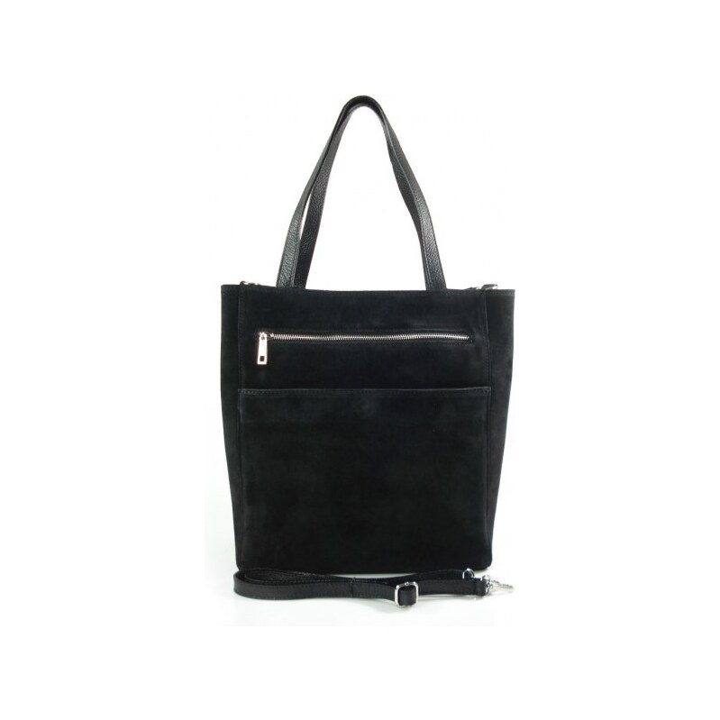 Kožená shopper bag kabelka Vera Pelle SV55N černá 115358548