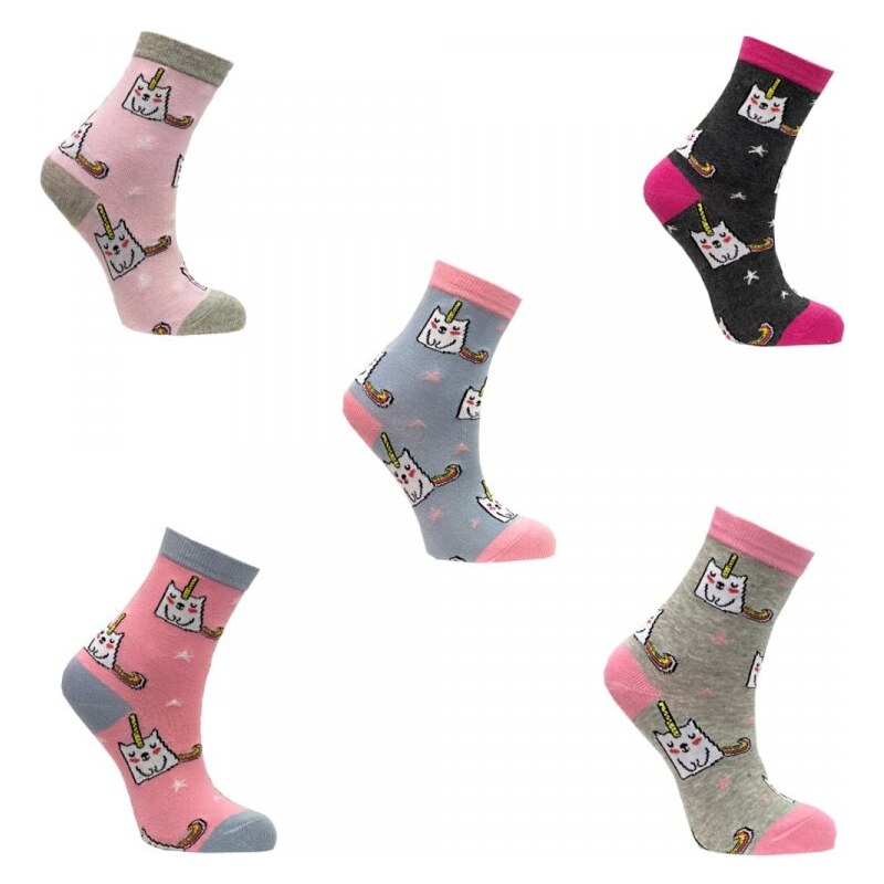 Dětské obrázkové ponožky Aura.Via Kočička meruňková (85% bavlna)