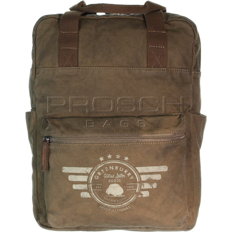 Greenburry Plátěný batoh na notebook Greenburry 5911-30 khaki
