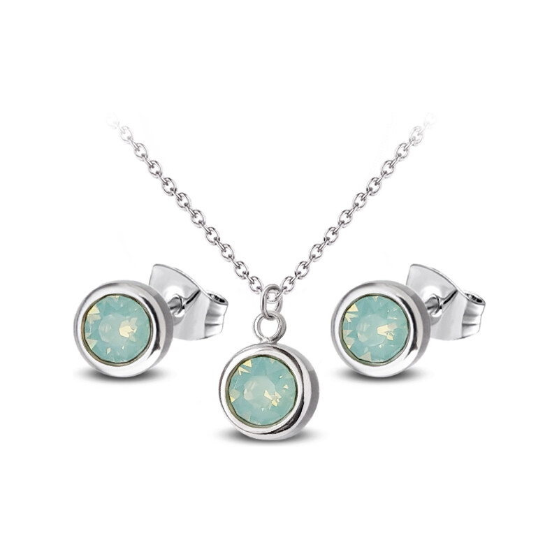 Jewellis ČR Ocelový minimalistický set s krystaly Swarovski - Pacific Opal