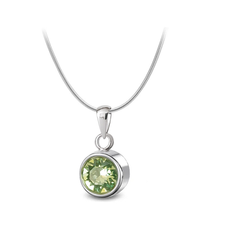 Jewellis ČR Ocelový náhrdelník s krystalem měsíce Srpen Swarovski - Peridot