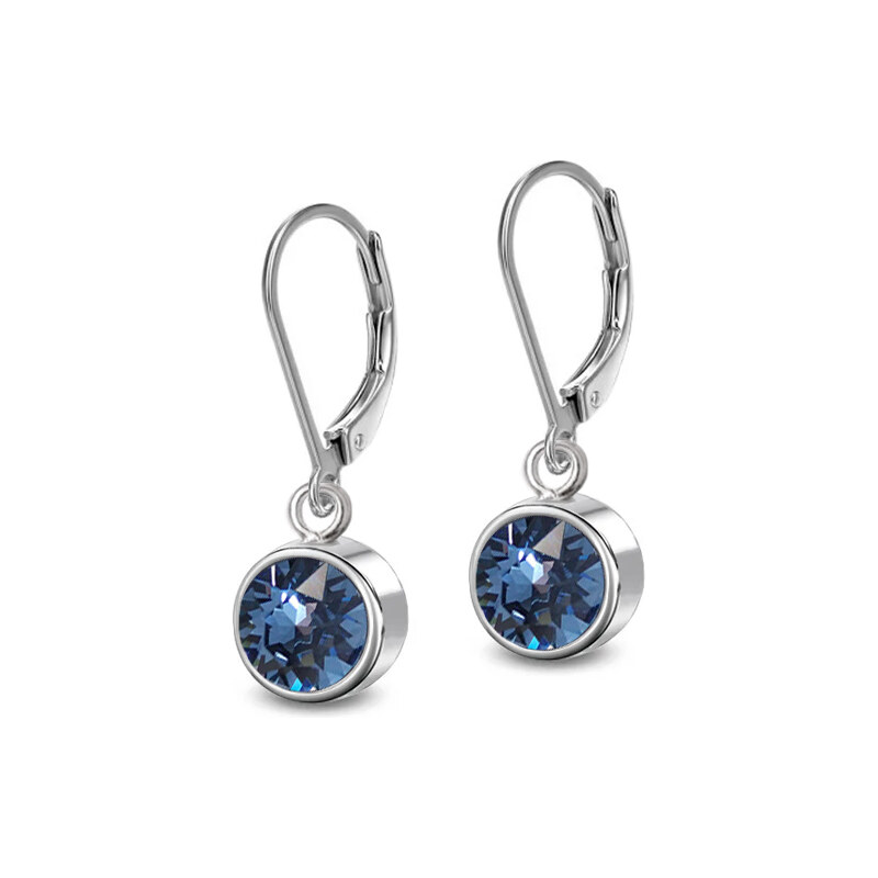 Jewellis ČR Ocelové visací náušnice s krystaly Swarovski - Denim Blue