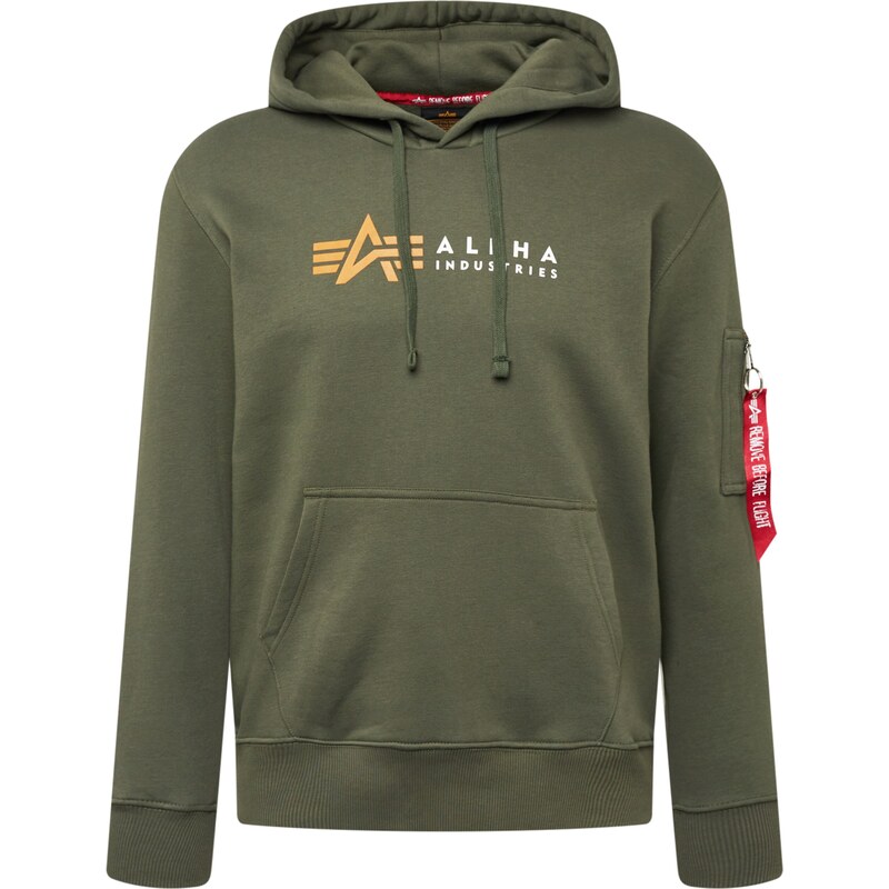ALPHA INDUSTRIES Mikina olivová / jasně oranžová / červená /