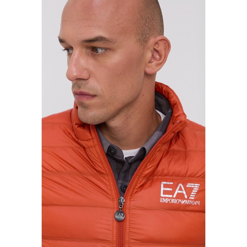 Péřová vesta EA7 Emporio Armani oranžová barva