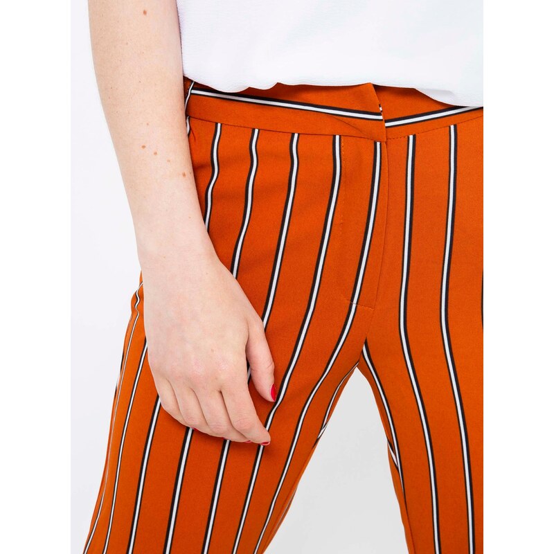 Oranžové zkrácené pruhované kalhoty CAMAIEU - Dámské