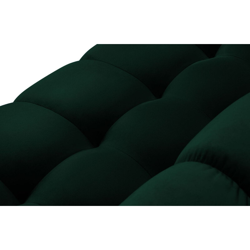 Tmavě zelená sametová čtyřmístná pohovka MICADONI MAMAIA 217 cm se zlatou podnoží