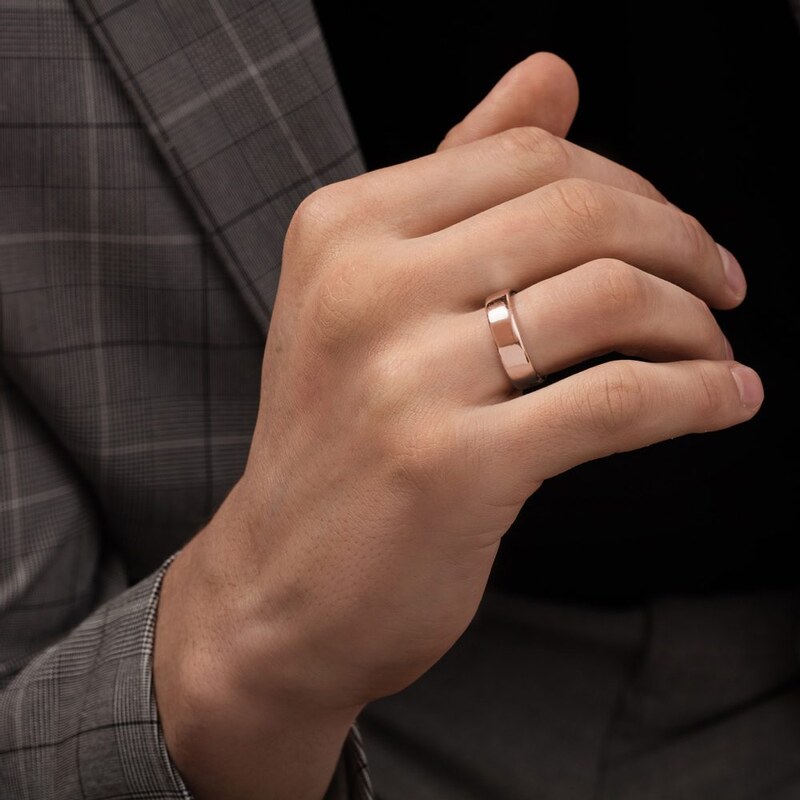 Moderní prsten z růžového zlata pro muže KLENOTA Y0438004L50