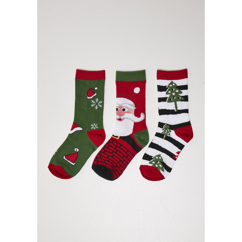 Urban Classics Accessoires Vánoční ponožky Stripe Santa - 3-Pack multicolor