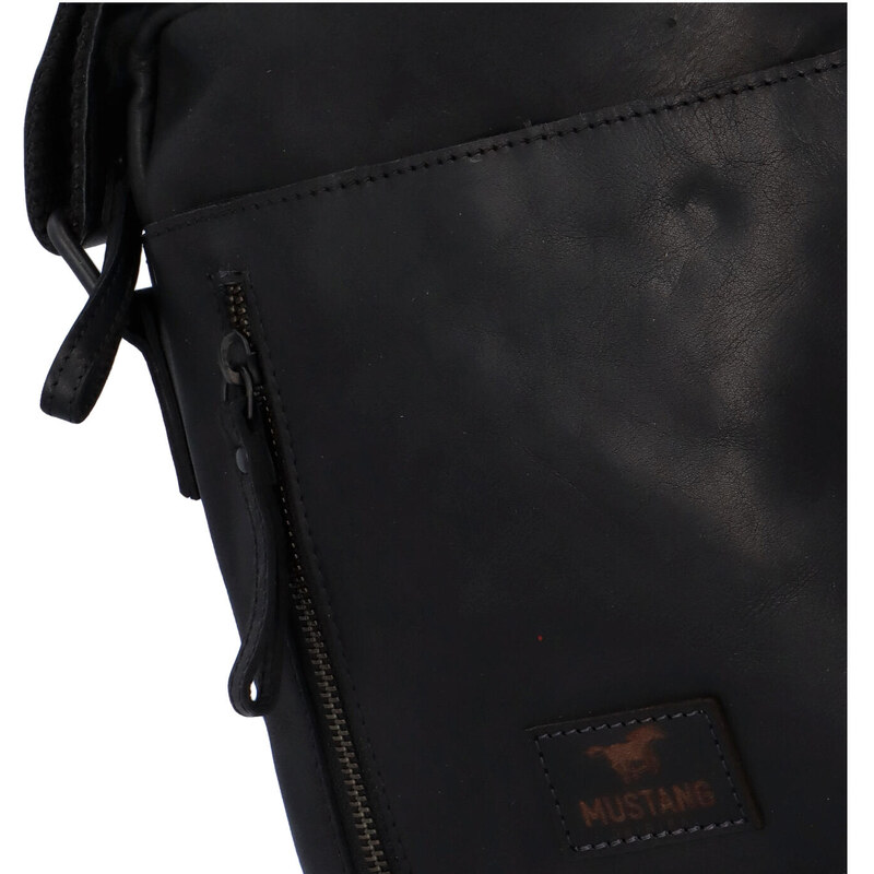 Pánská kožená taška na doklady černá - Mustang Mario černá