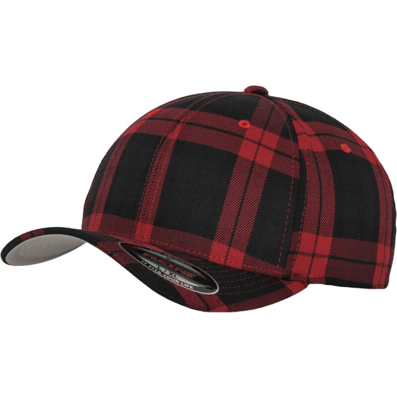 Flexfit Kšiltovka TARTAN PLAID šedá / bordó / černá