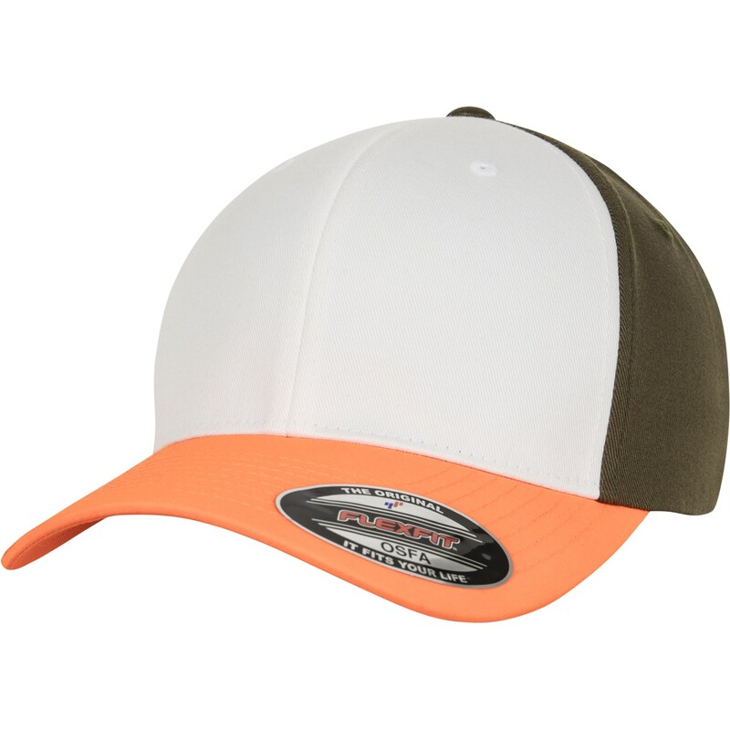 Flexfit Čepice khaki / oranžová / bílá
