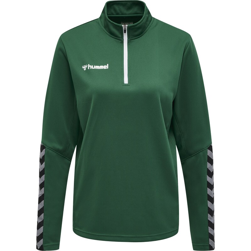 Hummel Sportovní mikina Authentic šedá / tmavě zelená / černá /