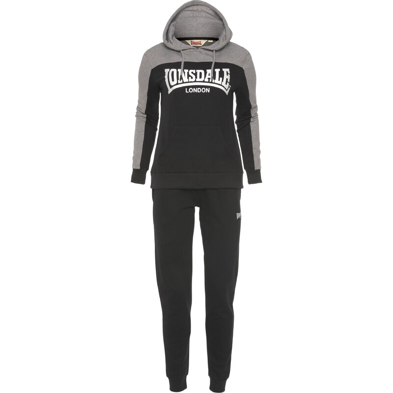 LONSDALE Joggingová souprava šedá / černá / bílá