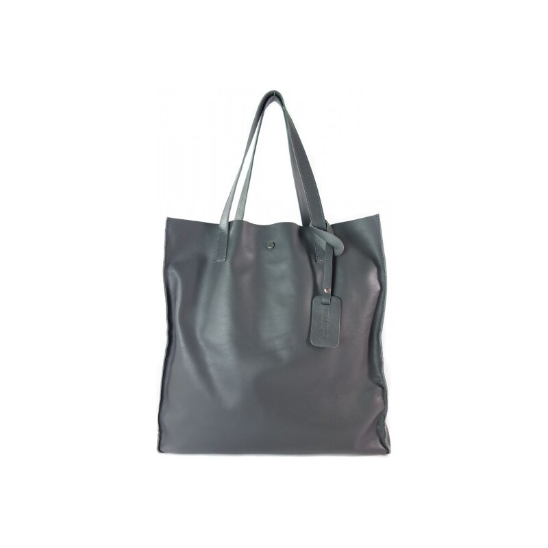 Kožená shopper bag kabelka Vera Pelle 032B šedá 62406699
