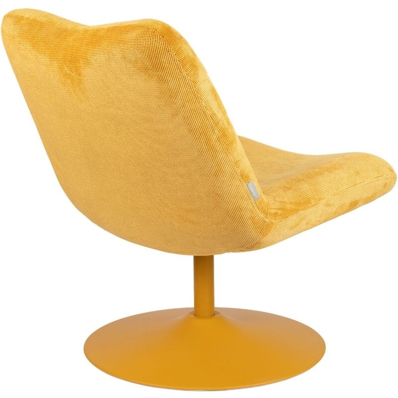 Okrově žluté manšestrové otočné lounge křeslo ZUIVER BUBBA