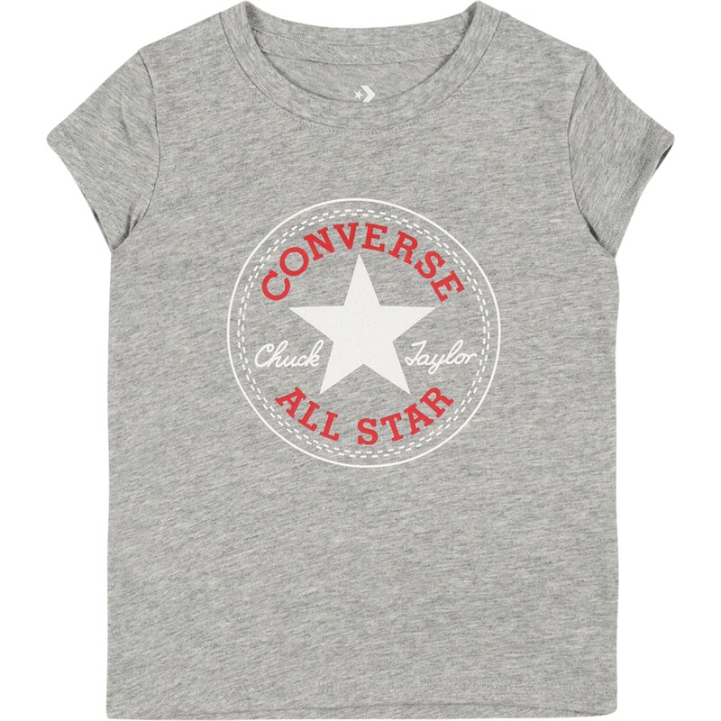 CONVERSE Tričko šedý melír / červená / bílá