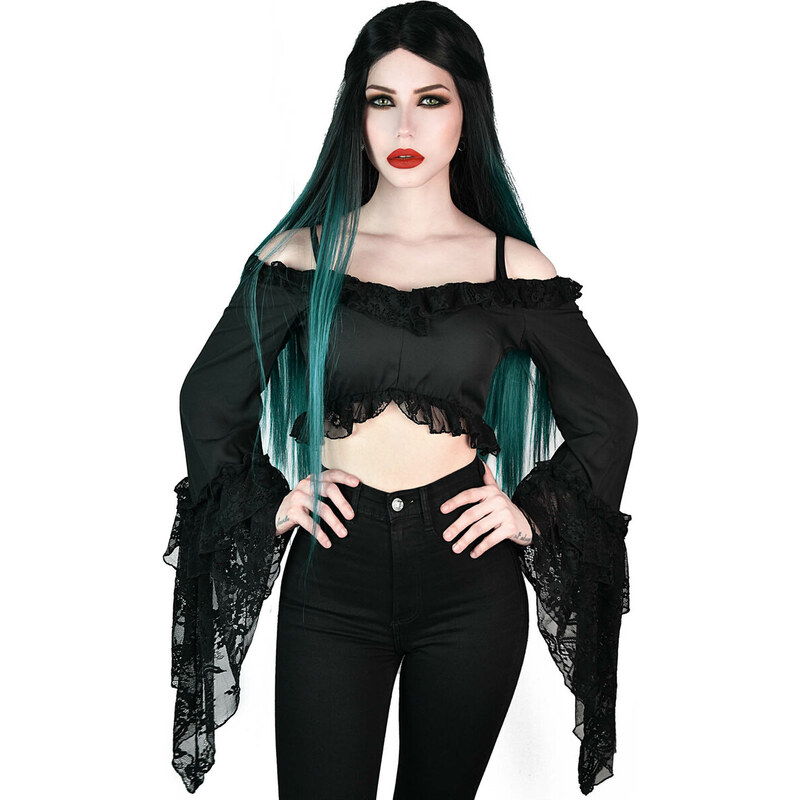 Tričko dámské - Tessa Terror Lace Top - KILLSTAR - KSRA003495