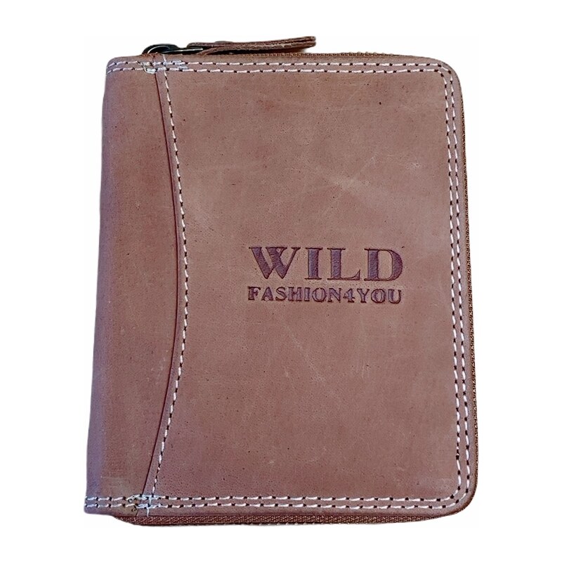 WILD FASHION4U Pánská kožená peněženka se zipem Wild Fashion nature