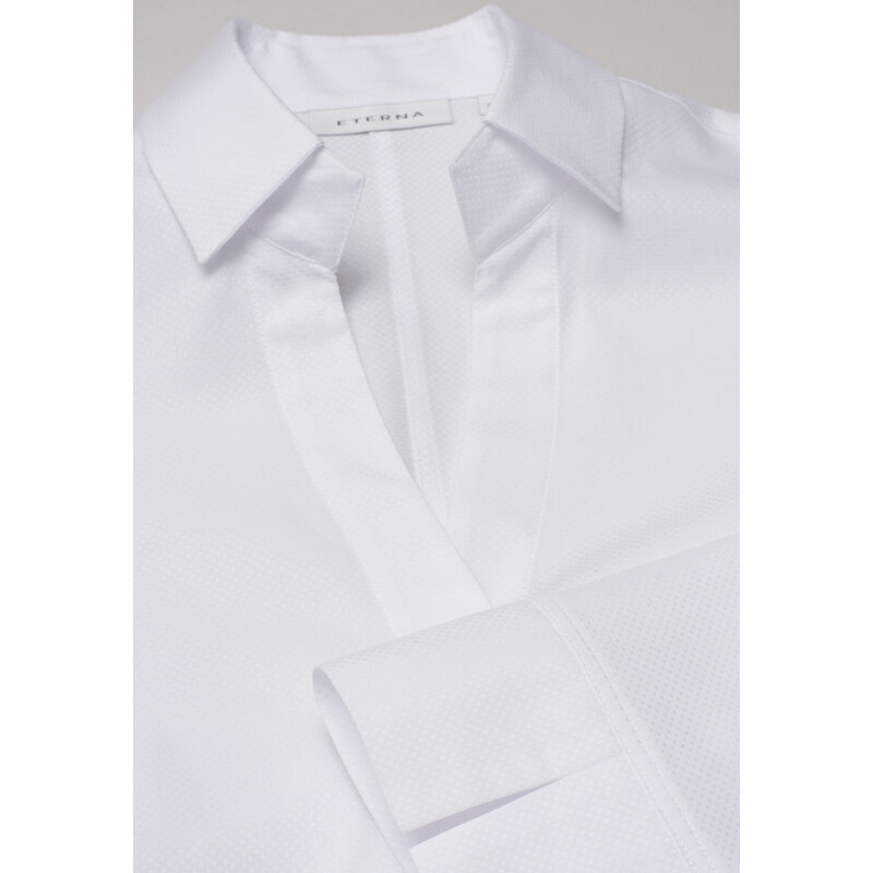 Dámská žakárová bílá košile s 3/4 rukávem ETERNA Regular 100% bavlna easy iron