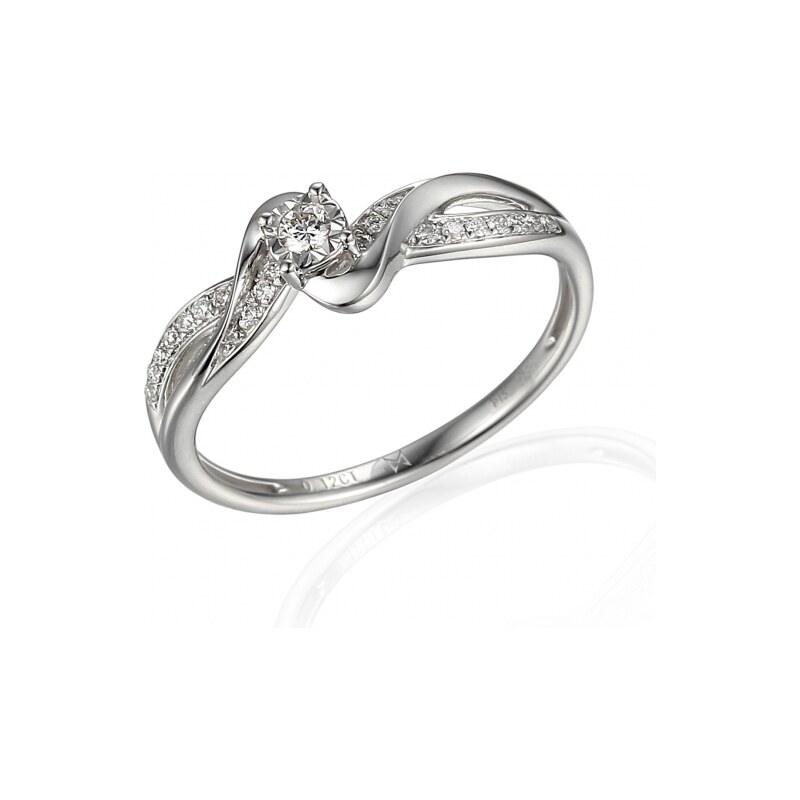 Gems, Zajímavý diamantový prsten Zaira, bílé zlato, vel. 51, prům. 16 113668915