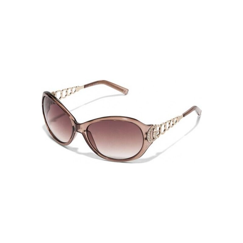 Outlet - GUESS brýle Plastic Metal Round Sunglasses hnědé Béžová