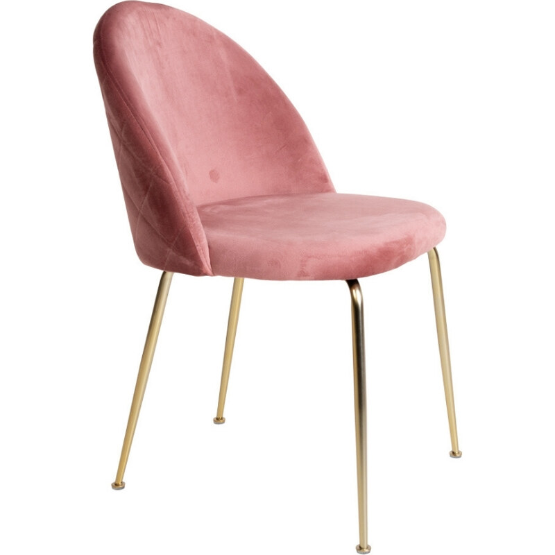 Nordic Living Růžová sametová jídelní židle Anneke se zlatou podnoží