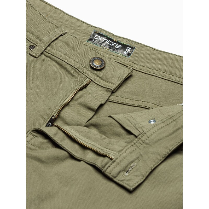 Ombre Clothing Pánské šortky CHINO - khaki V14 OM-SRDS-0103