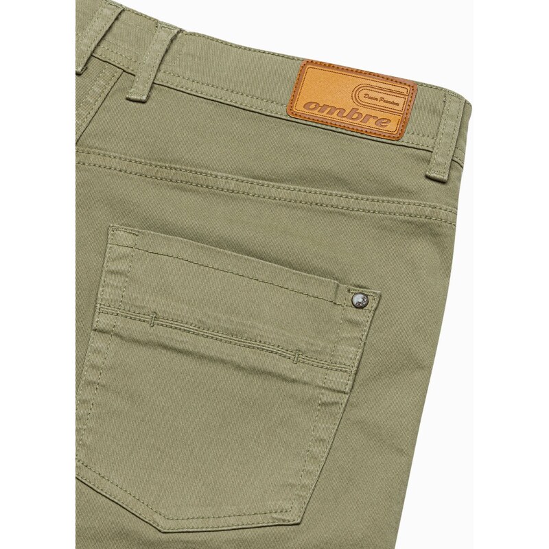 Ombre Clothing Pánské šortky CHINO - khaki V14 OM-SRDS-0103