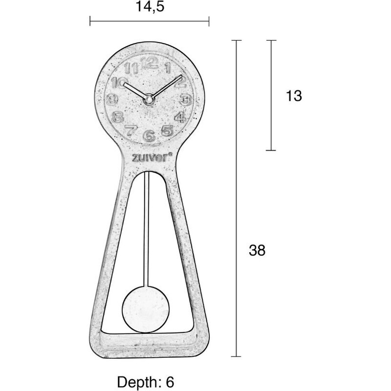 Šedé betonové stolní hodiny ZUIVER PENDULUM