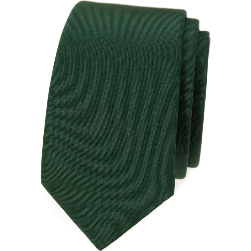 Avantgard Tmavě zelená matnější luxusní pánská slim kravata