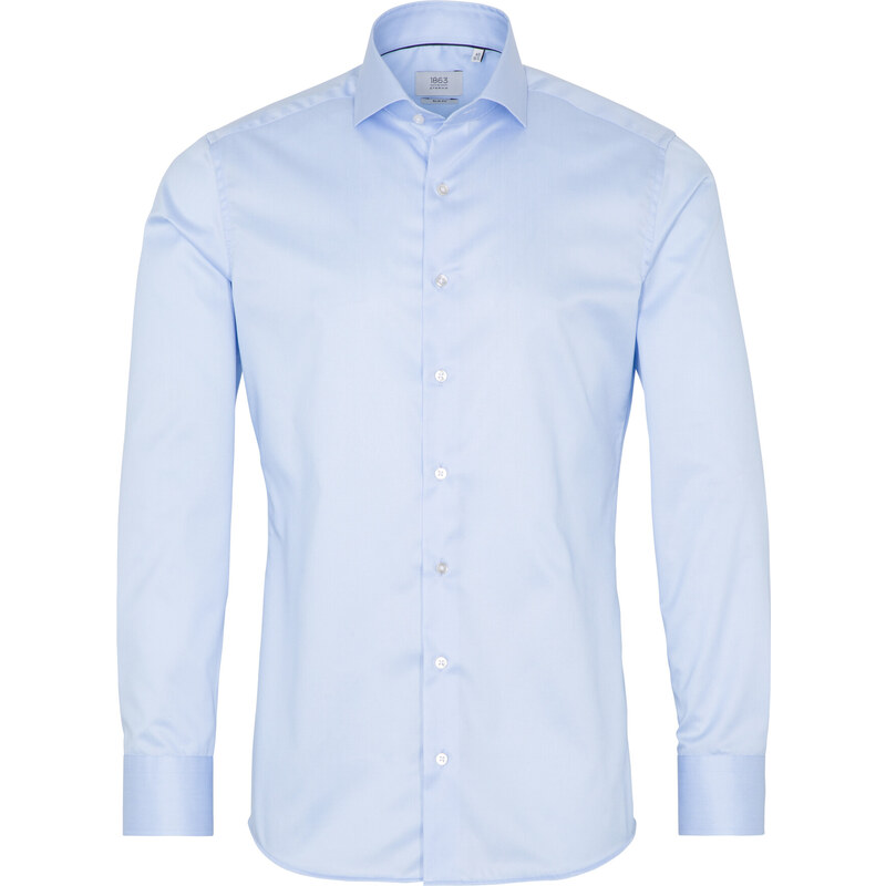 1863 BY ETERNA luxusní keprová košile modrá Slim Fit super soft Non Iron
