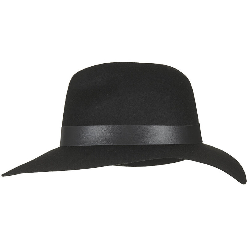 Topshop Wide Brim PU Fedora Hat