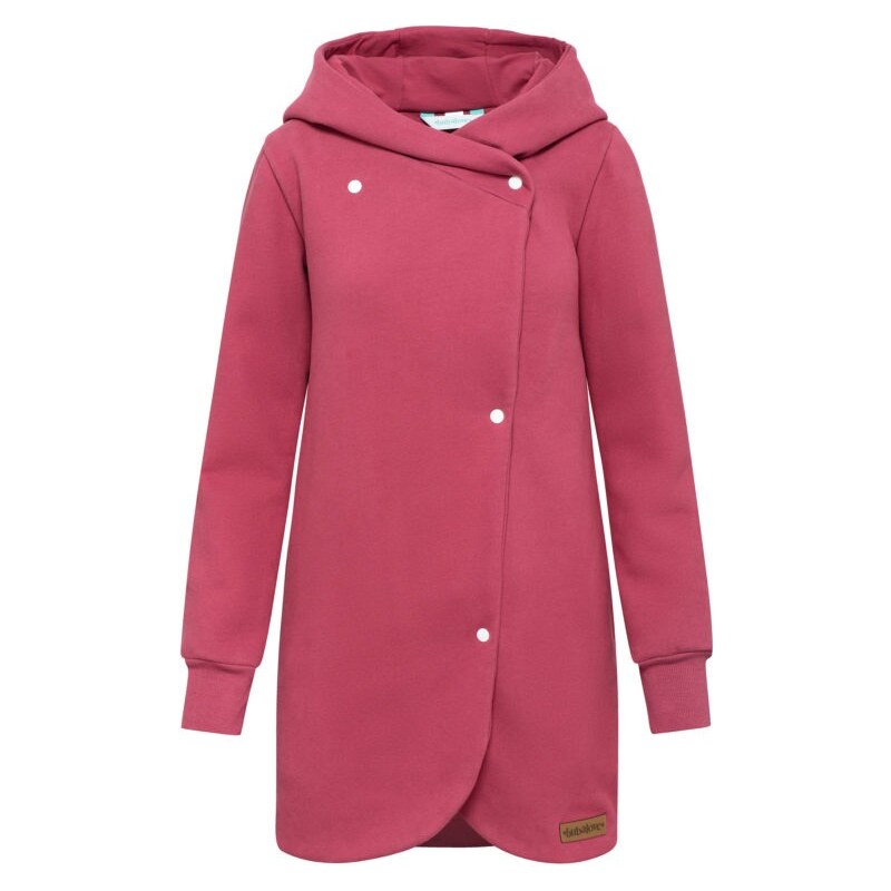 Dámský jarní/podzimní kabát tmavě růžový - XL/XXL
