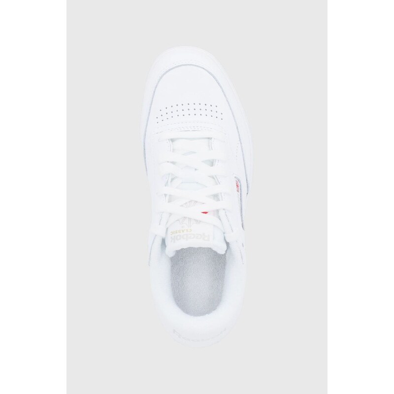 Kožené boty Reebok Classic Club C bílá barva, na plochém podpatku, FV5658.100001198