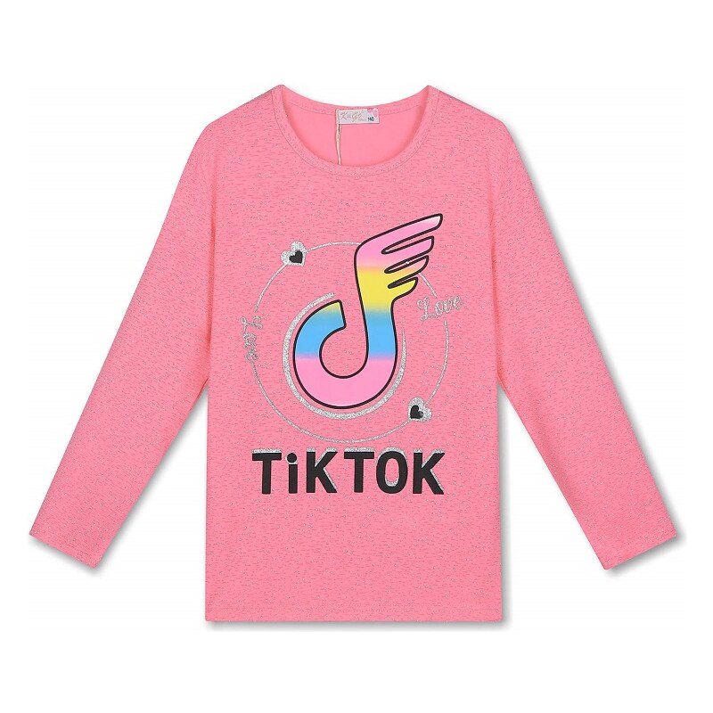 Dívčí tričko KUGO - dlouhý rukáv - tm.růžová