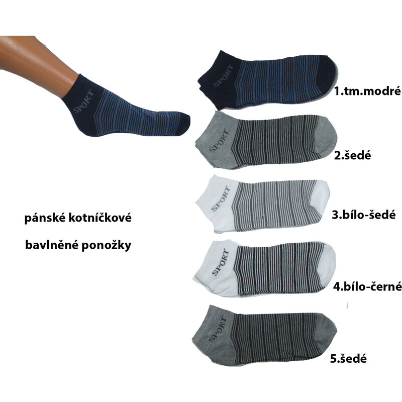Pánské bavlněné kotníčkové ponožky s proužkem Pesail