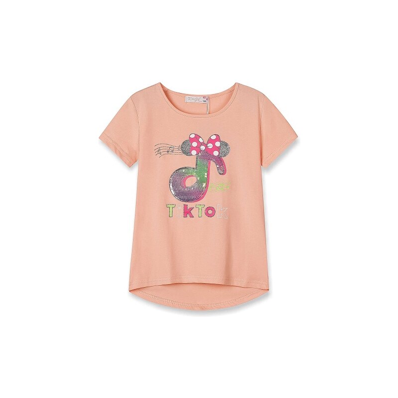 Dívčí tričko KUGO - krátký rukáv - barva lososová
