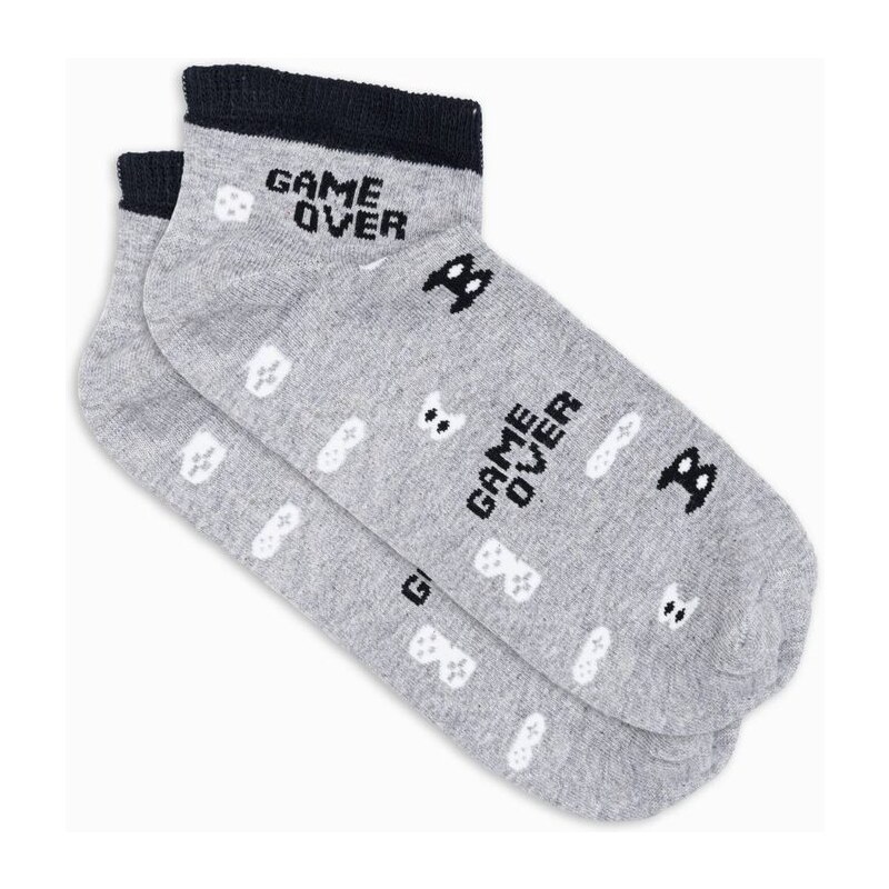 Buďchlap Veselé šedo-černé ponožky Game over U177