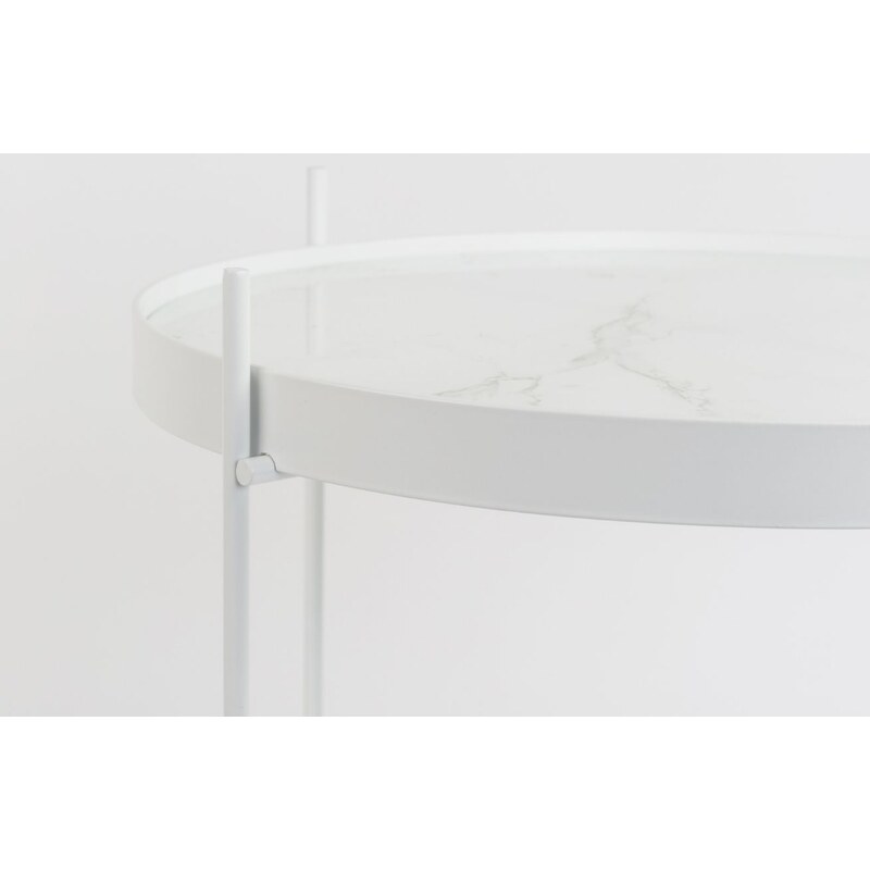 Bílý mramorový odkládací stolek ZUIVER CUPID Ø 43 cm