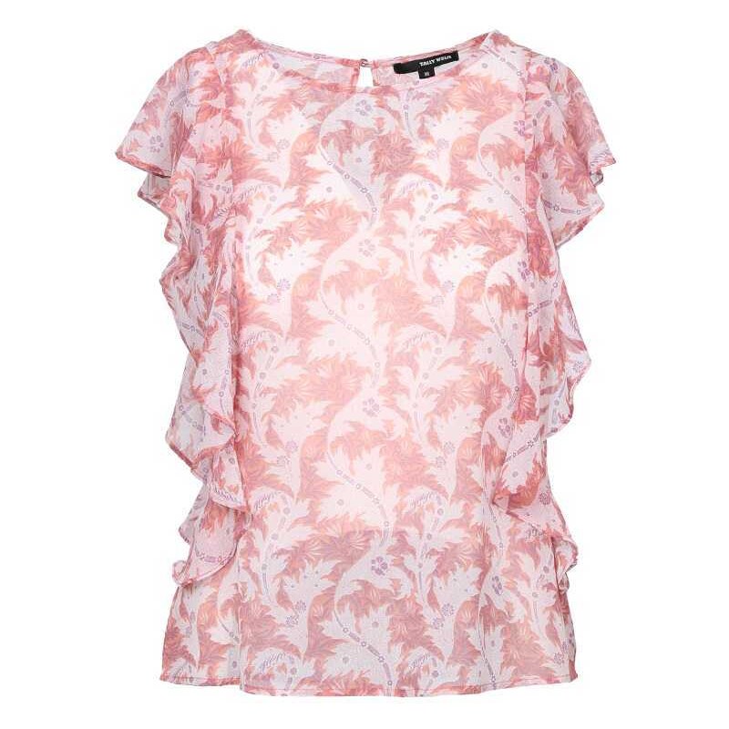 Tally Weijl Pink Floral Print Top with Ruffles