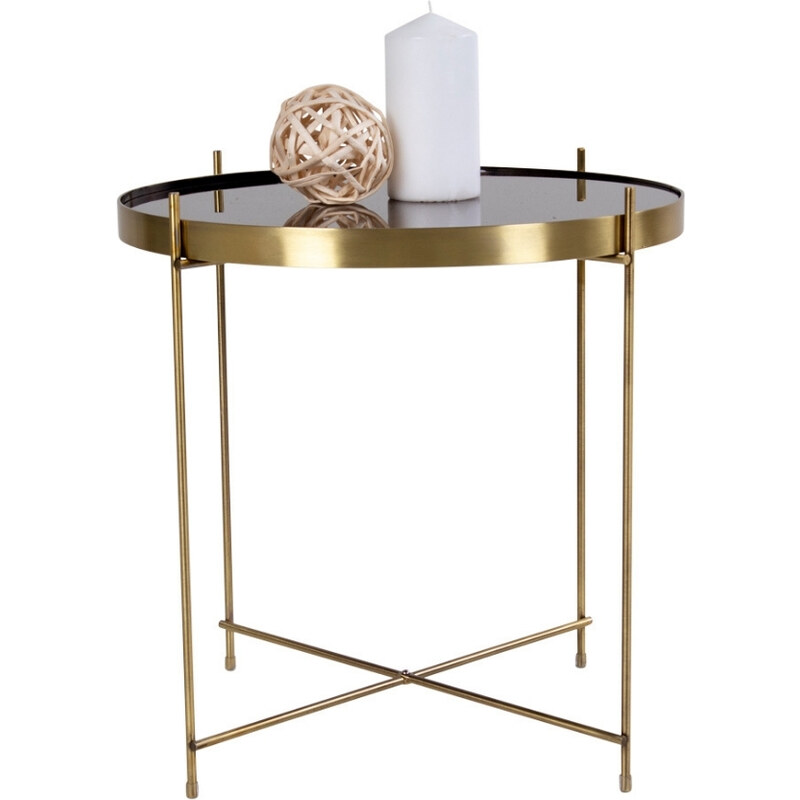 Nordic Living Zlatý kulatý skleněný konferenční stolek Emeli 48 cm