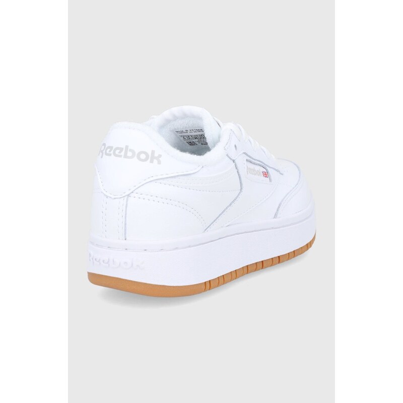 Kožené boty Reebok Classic Club C bílá barva, na plochém podpatku, FV5658.100001198