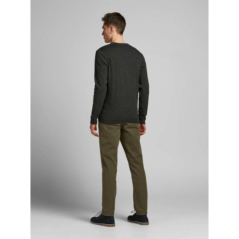 Tmavě šedý basic svetr Jack & Jones Basic - Pánské