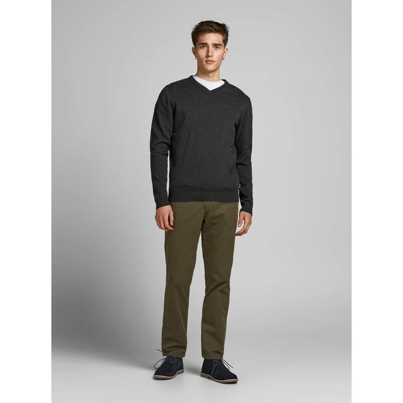 Tmavě šedý basic svetr Jack & Jones Basic - Pánské