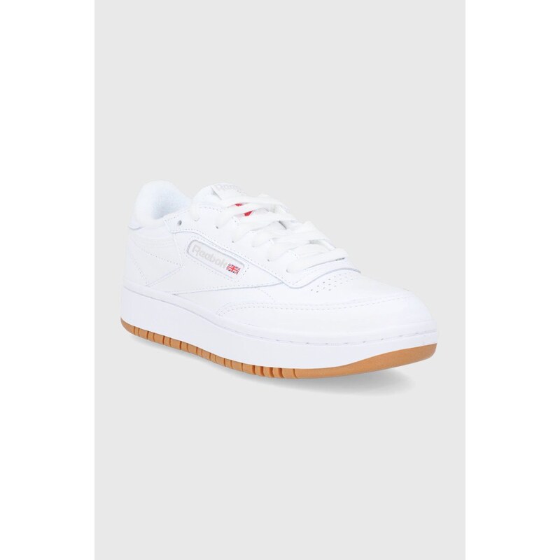 Kožené boty Reebok Classic Club C bílá barva, na plochém podpatku, FV5658.100001198