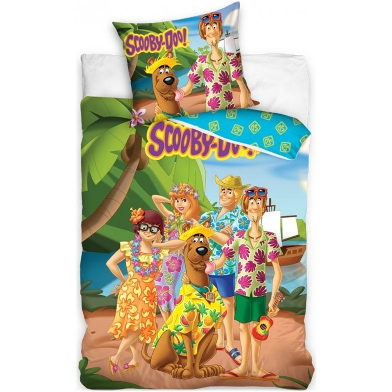 Carbotex Bavlněné ložní povlečení Scooby-Doo - motiv Dovolená na Havaji - 100% bavlna Renforcé - 70 x 90 cm + 140 x 200 cm