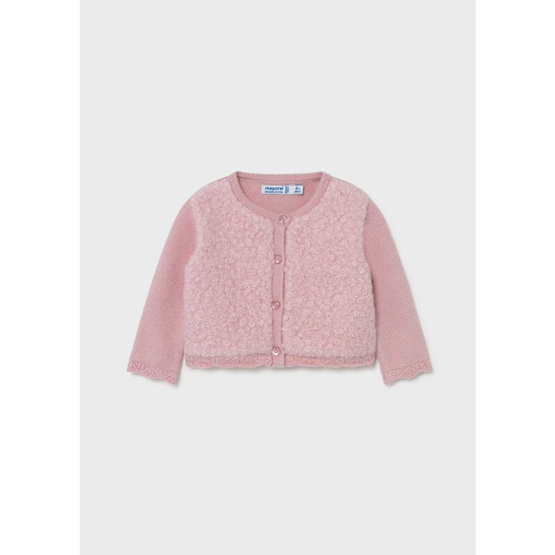 Mayoral Woven combined cardigan for baby girl, Pink