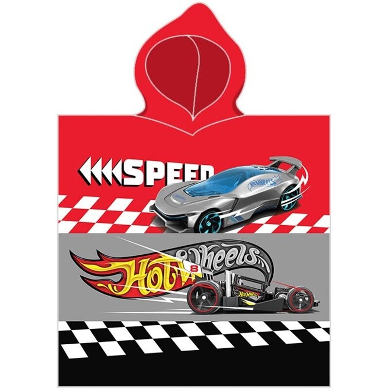 Carbotex Chlapecké pončo - osuška s kapucí Hot Wheels - 100% bavlna - 50 x 115 cm