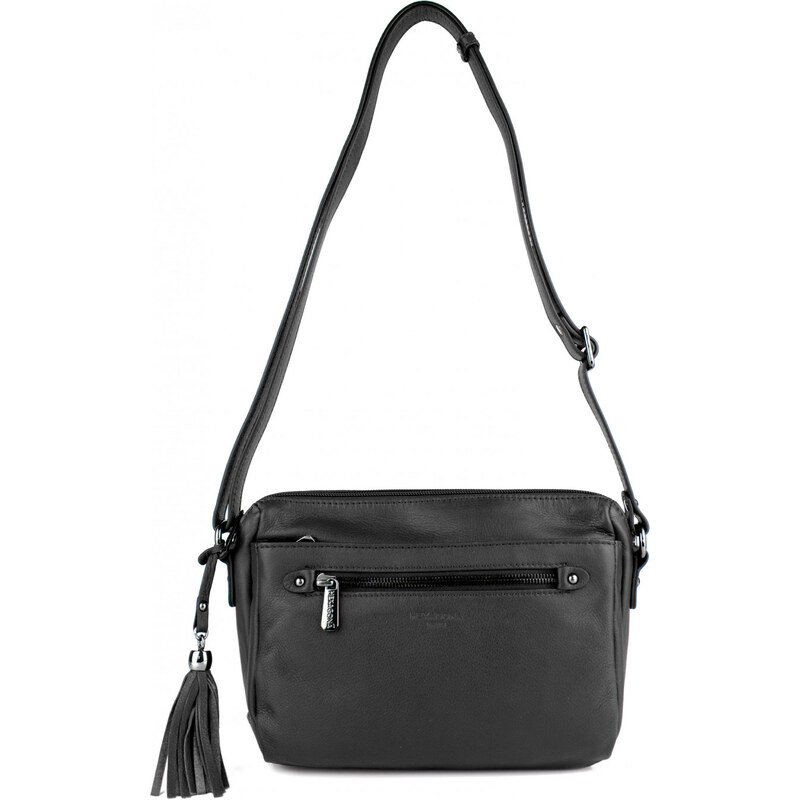 HEXAGONA Francouzská kožená kabelka crossbody Andree Černá 62604071